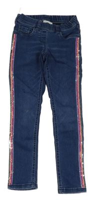 Tmavomodré riflové džegíny s flitrovými pruhy C&A