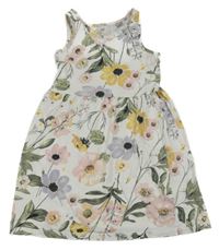 Smetanové květované bavlněné šaty H&M