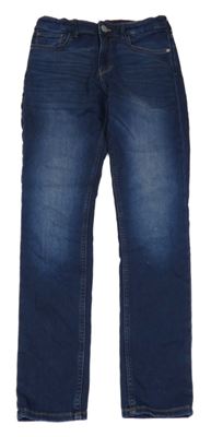 Tmavomodré teplákové skinny rifle H&M