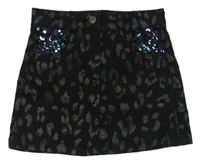 Černá vzorovaná riflová sukně s flitry Nutmeg