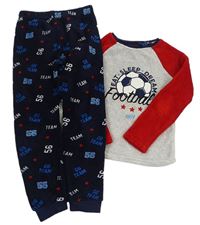 Tmavomodro-šedo-červené chlupaté pyžamo s míčem Primark
