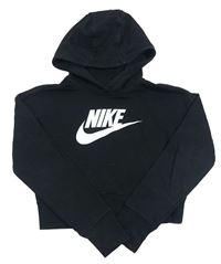 Černá crop mikina s logem a kapucí Nike