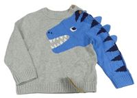 Šedý svetr s dinosaurem Mothercare