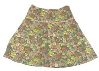 Khaki-růžová květovaná sukně H&M