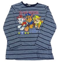 Šedo-tmavomodré pruhované triko Paw Patrol Nickelodeon