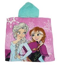 Růžovo-tyrkysové froté pončo s Frozen a kapucí Disney 
