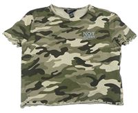 Khaki-béžové army crop tričko s nápisem New Look