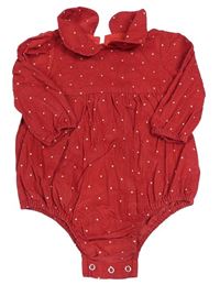 Červené manšestrové body s puntíky s límečkem Matalan
