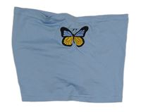 Modrý bandeau top s motýlem a šněrováním