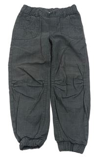 Šedé kostkované plátěné cuff kalhoty H&M