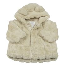 Béžová kožešinová podšitá bunda s kapucí Primark