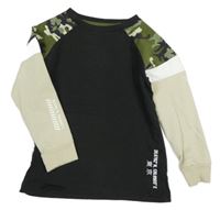 Černo-béžovo-army triko Next