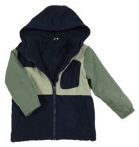 Tmavomodro-khaki softshellová zateplená bunda s kapucí Topolino