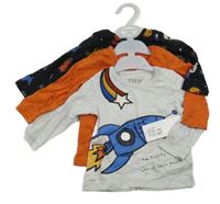 Nové - 3x Béžové + oranžové + černé triko s obrázky F&F