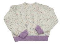 Bílo-barevný vzorovaný žinylkový svetr M&S