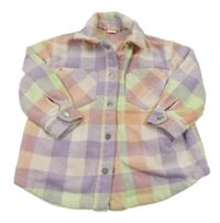 Barevně kostkovaná vlněná košilová bunda Next 