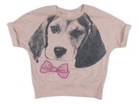Světlerůžové melírované tričko s pejskem Kids