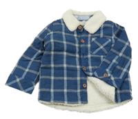 Tmavomodrá kostkovaná flanelová zateplená košilová bunda F&F