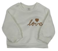 Bílá mikina s nápisem a srdíčkem Shein