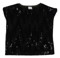 Černá sametová flitrová crop halenka Zara