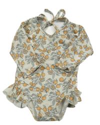 Smetanové UV plavky s pomeranči a volánky 