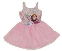 Růžové šaty s Annou a Elsou a tylovou sukní Disney + C&A