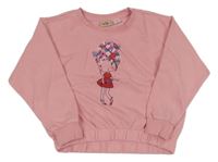 Růžová crop mikina s holčičkou Kuniboo 