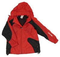 Červeno-černá šusťáková sportovní nepromokavá bunda s kapucí Erima 