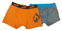 2x Oranžové + šedé boxerky 
