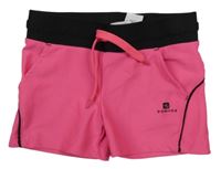 Neonově růžovo-černé sportovní funkční kraťasy Domyos 
