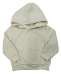 Smetanová huňatá mikina s klokankou a kapucí H&M