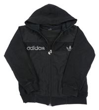 Černá propínací mikina s kapucí a logem Adidas