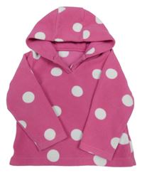 Růžová fleecová puntíkatá mikina s kapucí Mothercare