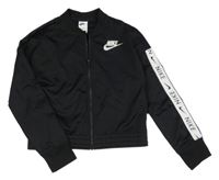 Černá crop propínací mikina s logem Nike