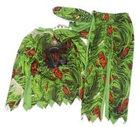 Kostým - 3Set -  Tmavozeleno-červené triko +  kalhoty + hlava - Dinosaurus F&F