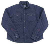 Tmavomodrá prošívaná vyteplená košilová bunda riflového vzhledu JACK&JONES