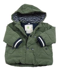 Nová - khaki prošívaná šusťáková zimní bunda s kapucí Topomini