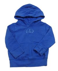 Cobaltově modrá mikina s logem a kapsou a kapucí GAP