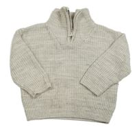 Světlešedý melírovaný žebrovaný svetr H&M