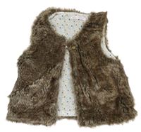 Hnědo-béžové kožešinové podšité bolérko GÉMO