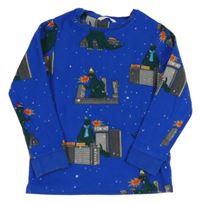 Safírová fleecová pyžamová mikina s draky a budovami M&S