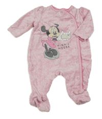 Růžový melírovaný sametový overal s Minnie C&A