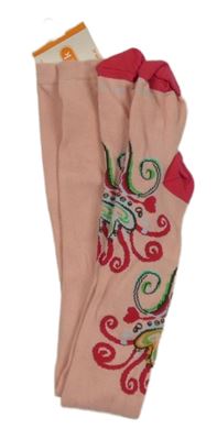 Nové - světlerůžovo-malinové punčocháče se vzorem cakewalk