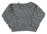 Tmavomodro-bílý melírovaný žebrovaný oversize svetr H&M