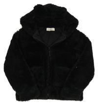 Černá kožešinová podšitá bunda s kapucí s oušky H&M