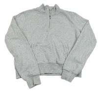 Světlešedá melírovaná crop mikina H&M