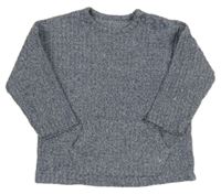 Tmavomodro-bílý melírovaný úpletový svetr s kapsou George