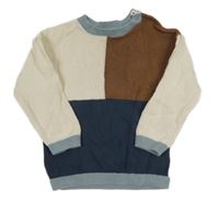 Smetanovo-hnědo-tmavomodro-modrý svetr H&M