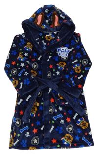 Tmavomodrý plyšový župan s PAW PATROL - Chase a kapucí PRIMARK