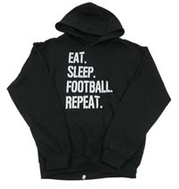 Černá teplá mikina s nápisy a kapsou a kapucí